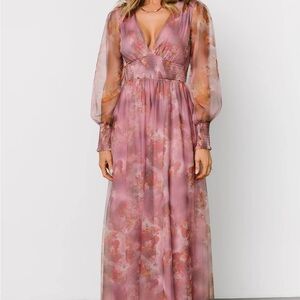 Baltic Born Pink and Orange Floral Long Sleeve Dress
